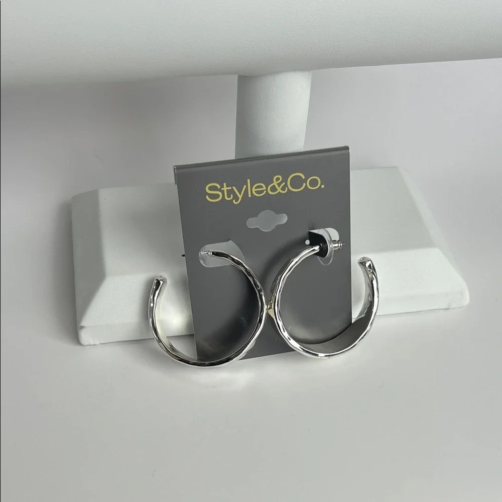 Style & Co. Polished Silver Hoop Earrings